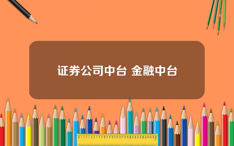 证券公司中台 金融中台